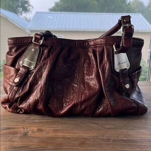 B. Makowsky Rich Brown Leather Shoulder Bag